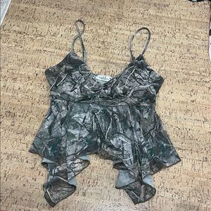 Camo Ruffle Tank Top - Green Camo